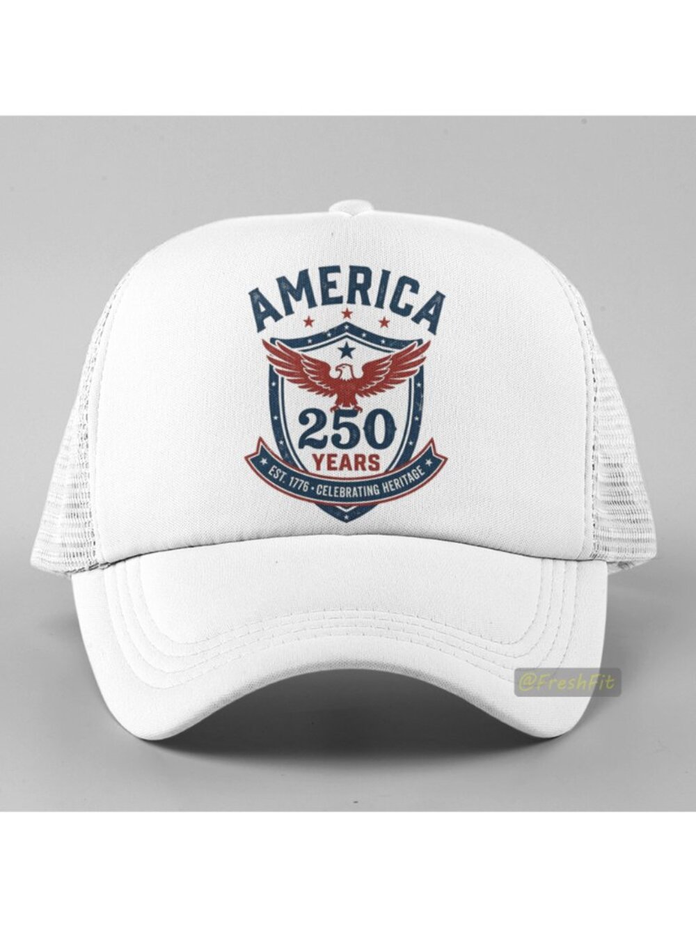 🆕America 250 Years Heritage White Foam Trucker Hat Mesh Snapback Cap